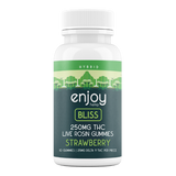 Enjoy Hemp Live Rosin Mega Dose Delta 9 THC 250mg Gummies for Bliss (Hybrid-Infused Strawberry) - 25mg each | 10 gummies