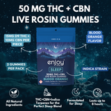 Enjoy Hemp 50mg Deep Sleep Gummies Delta 9 THC + CBN - Indica-Infused Blood Orange (25 mg each | 2 gummies)