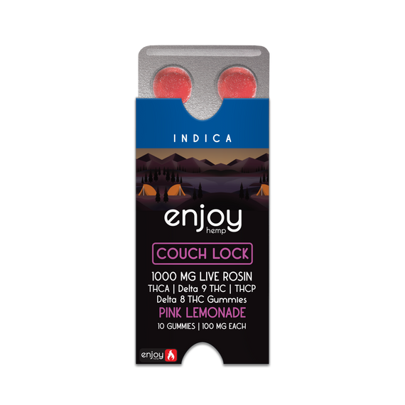 Couch Lock THCA+THCP+D9+D8 Live Rosin 1000mg Gummies (100 mg each | 10 Gummies) - Pink Lemonade (Indica)