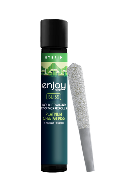 Enjoy Hemp 2.5g Mega Potency Double Diamond THCA Prerolls for Bliss- Platinum Cheetah Piss (Hybrid)
