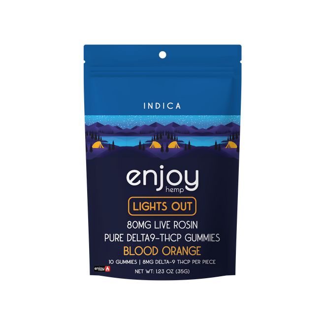 Enjoy Hemp 80mg Mega Potency Pure THCP Gummies (Lights Out) - Indica-Infused Blood Orange