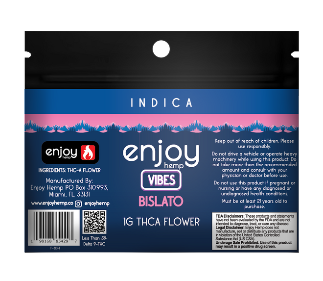 Enjoy Hemp 1g THCA Flower for Vibes - Bislato (Indica)