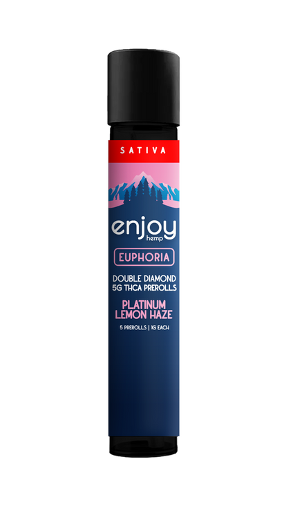Enjoy Hemp 5g Mega Potency Double Diamond THCA Prerolls - Platinum Lemon Haze for Euphoria (Sativa)