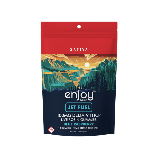 100mg Jet Fuel Live Rosin Delta-9 THCP Gummies 10mg each - Sativa-Infused Blue Raspberry